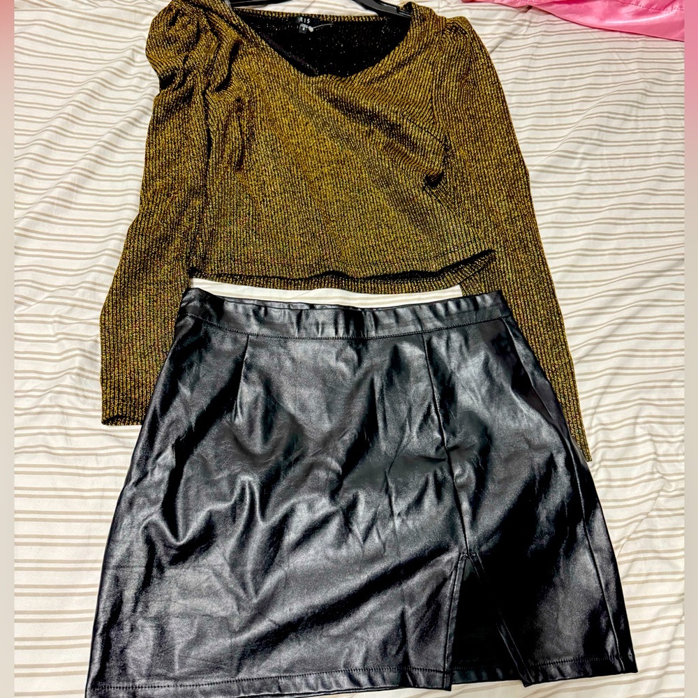 Frenchy Black Bodycon Mini Skirt with Split Hem, Workwear, Minimalist, Office
